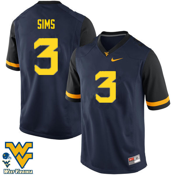 NCAA Men's Charles Sims West Virginia Mountaineers Navy #3 Nike Stitched Football College Authentic Jersey UA23U77PF